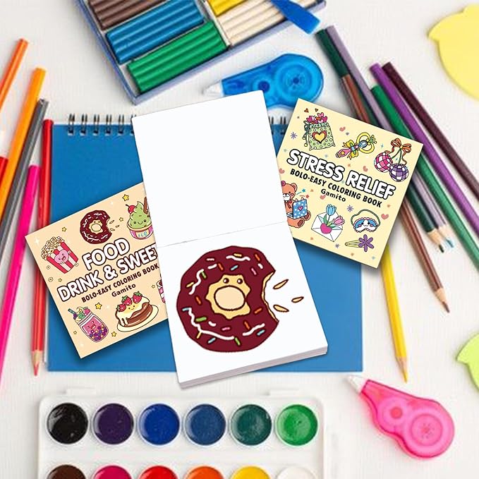 Mini Coloring Book for Adults, 2-Pack Travel Small Coloring Books, Pocket Size Adults Relaxation Coloring Books Stress Relief Adult Mini Coloring Book (Beige+Peachpuff)