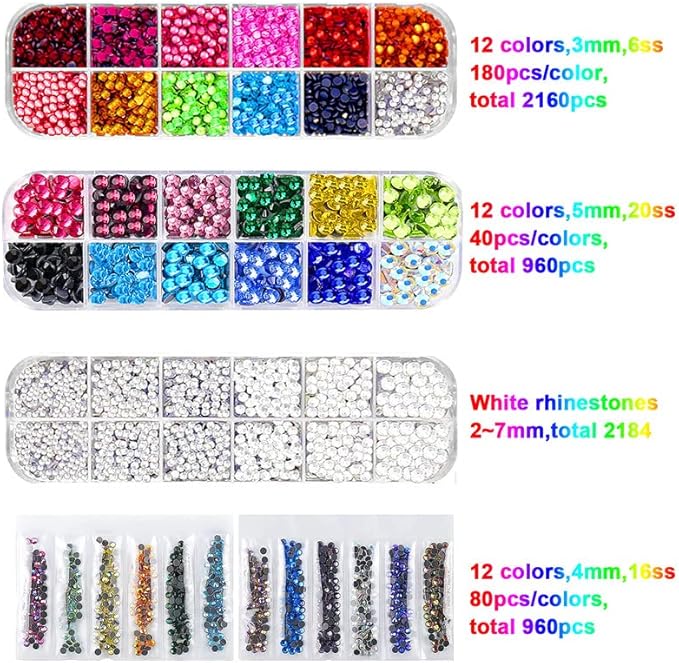 GLTECK Hotfix Applicator, Bedazzler Kit with 5784 PCS Rhinestones for Crafts, DIY Hot Fix Rhinestone Applicator Wand Setter Tool with 7 Tips, 6 Pattern Templates, Gloves, Tweezers & Cleaning Brush