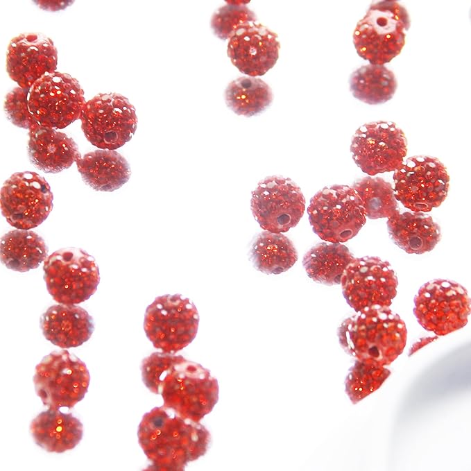 100 Pcs 10mm Rhinestone Beads for Jewelry Making, Orange Shiny Round Shamballa Disco Baseball Necklace Beads Sparkle Crystal Clay Pave Rhinestones Bead for DIY Bracelet Earring Craft Making Supplies