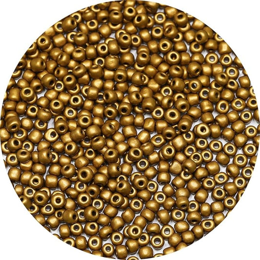 Bala&Fillic Matte Golden Color 4mm Seed Beads About 1200pcs/100Grams in Bag, 6/0 Glass Craft Beads for Making Bracelet and Necklace (Matte Golden)