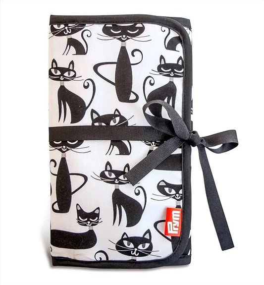 Prym Needle & Crochet Hook Roll-Up Storage Case, Black Cats