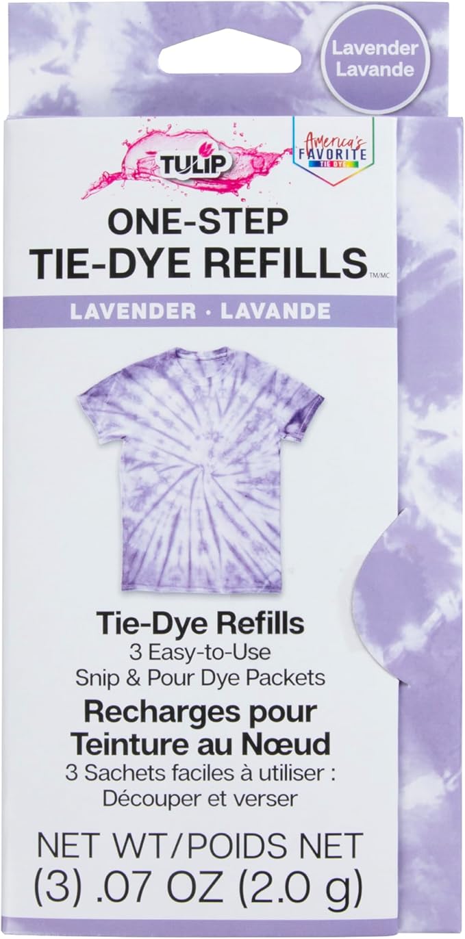 Tulip One-Step Tie-Dye Kit , 3 Fabric Dye Refill Packs, Packs, Lavender
