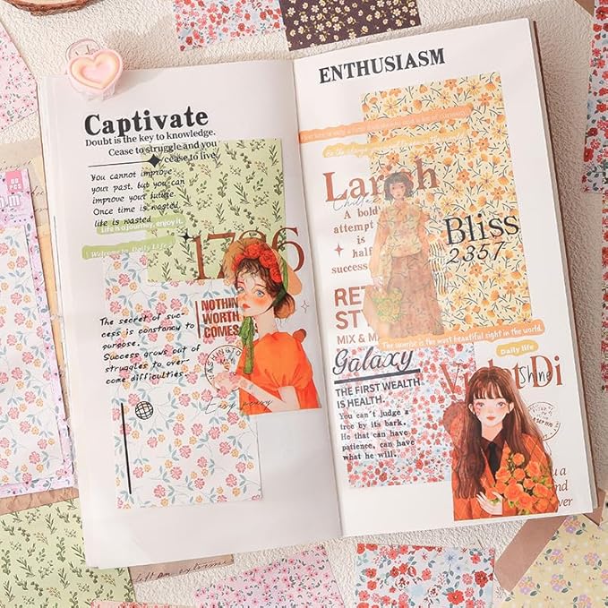Vintage Scrapbook Background Paper for Scrapbooking, 360 Sheets Scrap Booking Supples Kit, Decorative Paper for Junk Journal Supplies, Collage, Journaling, DIY Crafts Arts, Card Making