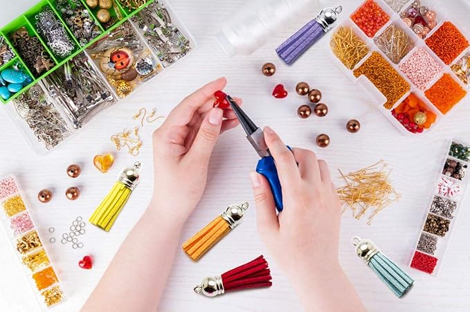 PAXCOO Tassels for Jewelry Making, 50pcs Leather Tassel Keychain Charms Bulk with 50pcs Jump Rings for Bracelets, Acrylic Key Chain Blanks and Craft Supplies