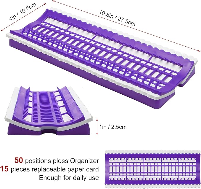 50 Positions Floss Organizer Embroidery Shelf, Luxiv Thread Organizers for Cross Stitch Embroidery Thread Holder with 15Pcs Replaceable Paper Card Sewing Needle, Embroidery Floss Organizer