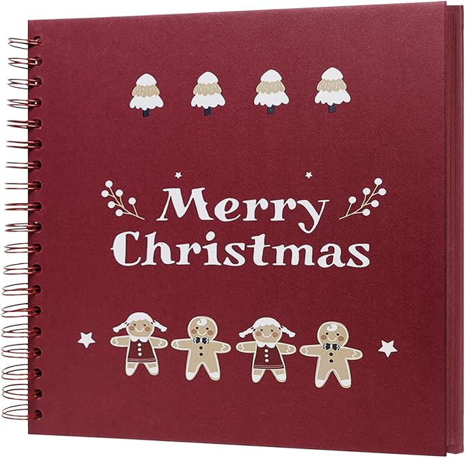 Christmas Memory Book - 10" x 10" Scrapbook Album, 60 Pages, with Photo Corner Stickers | DIY Holiday Keepsake Kit | Merry Christmas Gift for Memories