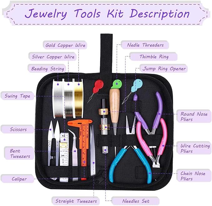 shynek Jewelry Making Kit - Adults Supplies with Tools, Wires, Findings & Charms for Making & Repair