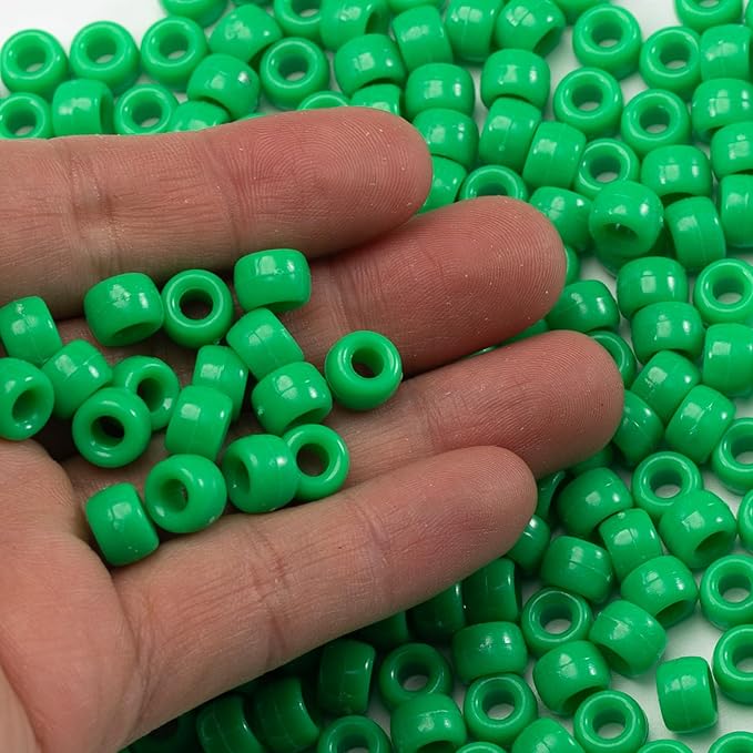 1000 Pcs Acrylic Pony Beads 6x9mm Bulk for Bracelet Necklace Jewelry Making Earring Hair Braiding Kandi Beads (green2)