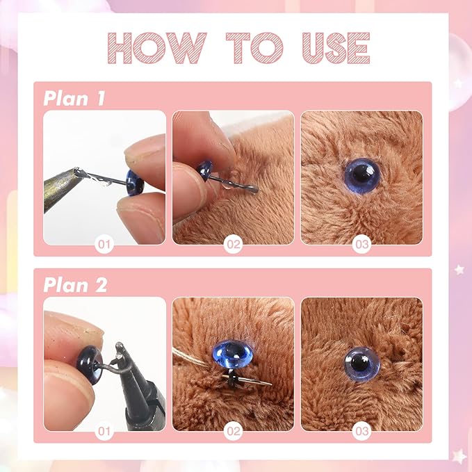 TOAOB 100pcs Blue Glass Eyes Kits 3mm to 12mm Assorted Sizes for Crafts Needle Felting Decoys Sewing