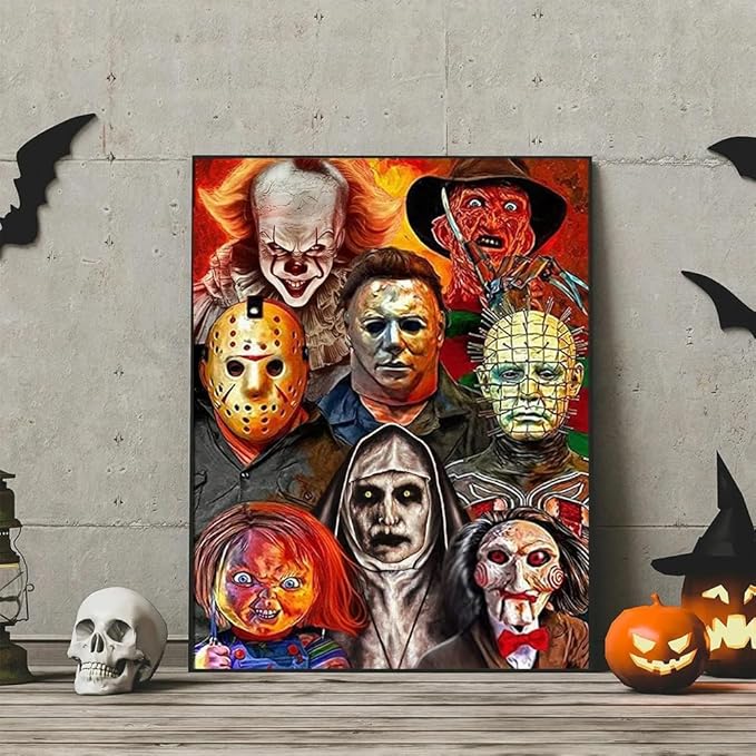 LILEIDECO 3 Pack Halloween Diamond Art Kits for Adults Beginners,Horror Diamond Painting Kits for Adults,5D Full Drill DIY Diamond Dot Gem Art Kit Wall Home Decor Arts Craft 12x16 inch