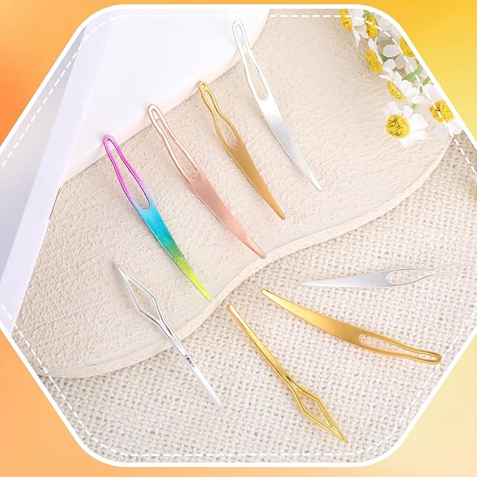 8Pcs Sisterlock Retighten Tool, Loc Crochet Needle for Dreads, Silver Dreadlock Tool for Hair Repair Dreadlock Tightening （Gold, Multicolor, Rose Gold, Silver）