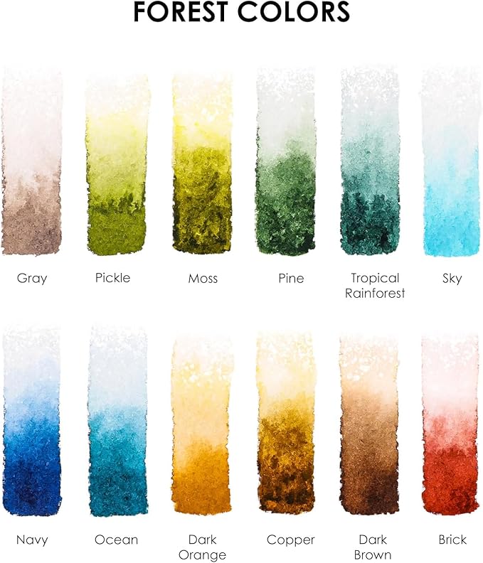 Grabie Pocket Watercolor Set of 12, Travel Watercolor Paint Set, Watercolor Paints, Art Supplies for Painting, Great Watercolor Set for Artists, Amateur Hobbyists and Painting (Forest)