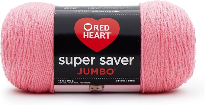 RED HEART E302 Super Saver Jumbo Yarn, Perfect Pink, 10.5 x 5 x 5