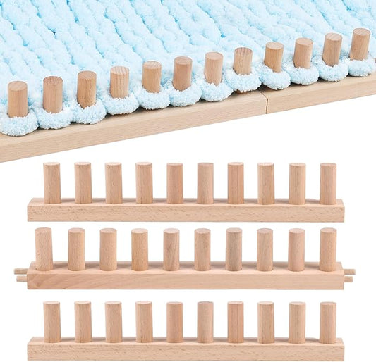 cenoz 46" Beechwood Chunky Knitting Blanket Loom Kit - Adjustable Size Hand Knitting Loom for DIY Throw Chunky Yarn Blankets Scarves Rugs, No Needles Required, Blanket Loom Gift for Beginners Starter