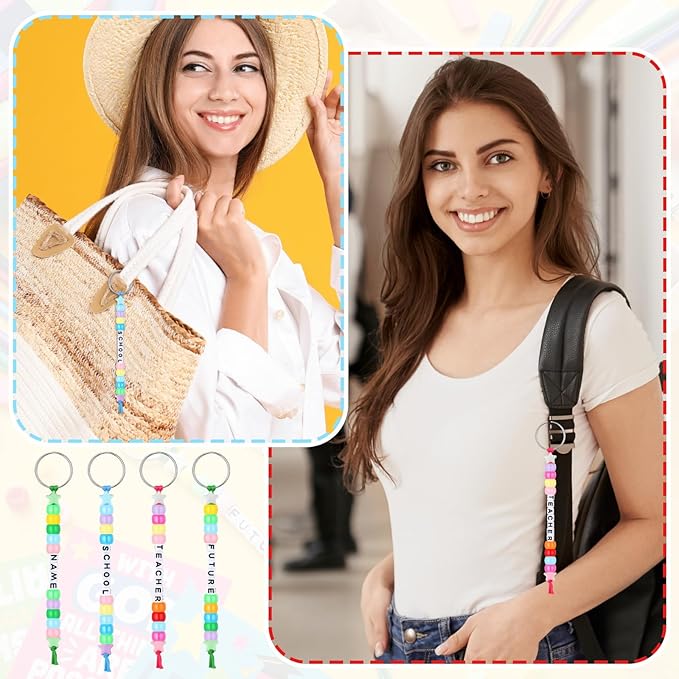Suncalla 984 Pcs 24 Set Religious Graduation Keychain Craft Kit DIY Christian Congrats Grad Gift Keychain Making Kit Adjustable Bead Letter Beads Cards String for Blessings to Graduate Party Supply
