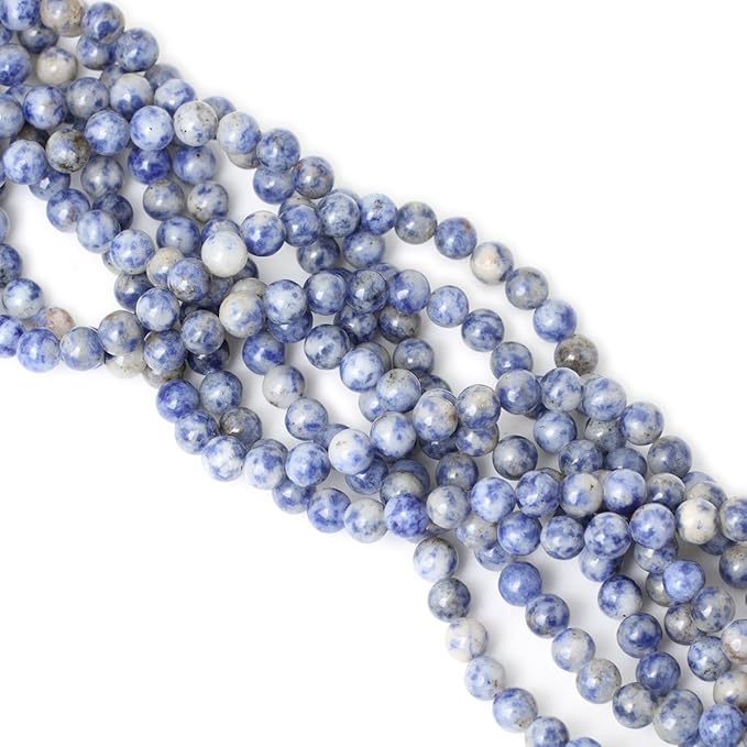 cheavian 45pcs 8mm natural blue white sodalite gemstone round loose beads for jewelry making 1 strand 15"