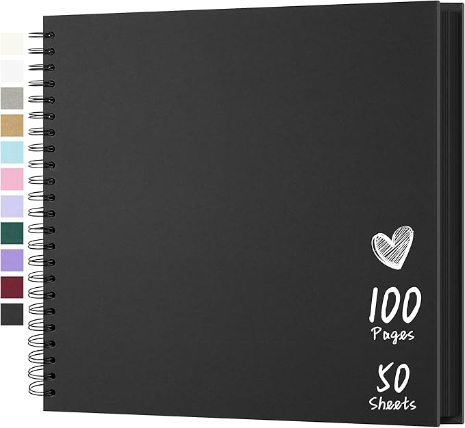 Scrapbook 12x12 Inch DIY Scrapbook Album Hardcover Kraft Paper Scrap Book Photo Albums 100 Pages Perfect for 4x6 / 5x7 / 6x8 Photos Memory Book for Family, Wedding