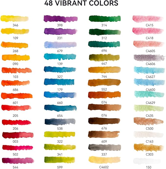MeiLiang Watercolor Paint Set, 36 Standard Colors and 12 Glittery Colors in Exquisite Carrying Box with Metal Ring and Watercolor Brush, Perfect as Art Gift, Suitable for Beginners, Professionals