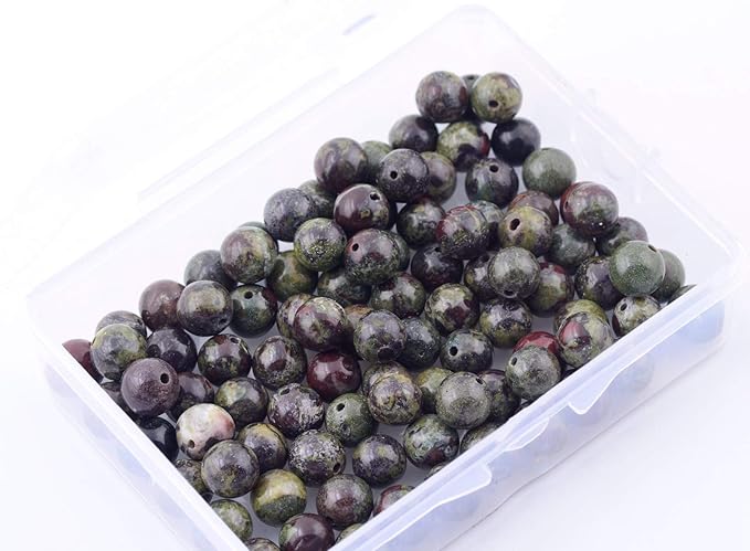Natural Stone Beads 100pcs 6mm Dragon Blood Stone Round Genuine Stone Beading Loose Gemstone Hole Size 1mm DIY Smooth Beads for Bracelet Necklace Earrings Jewelry Making (Dragon Blood Stone Red,6mm)