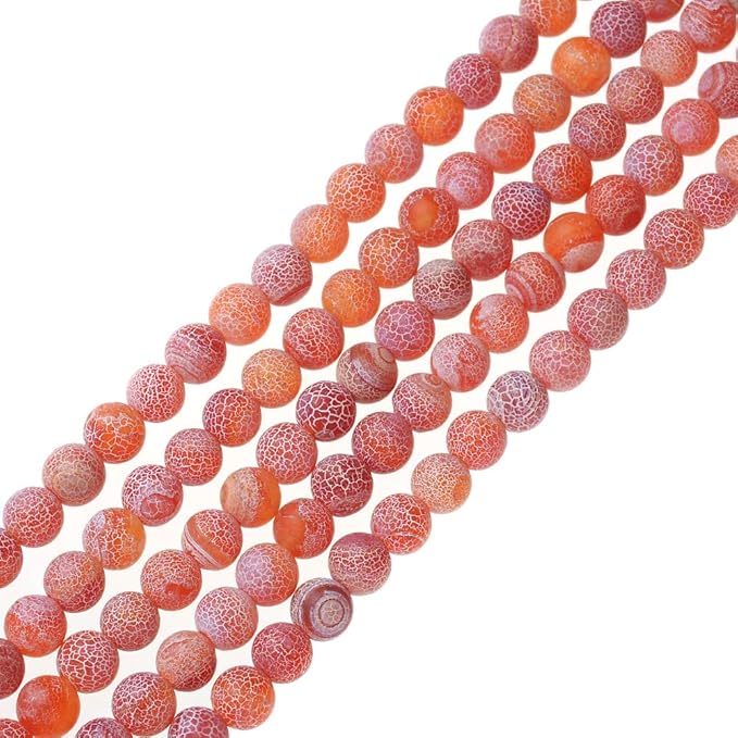 10mm Natural Orange Frosted Agate Gemstone Round Loose Beads Crystal Stone Bracelet Necklace Accessories Crafts for Jewelry Making DIY,1 Strand 15"
