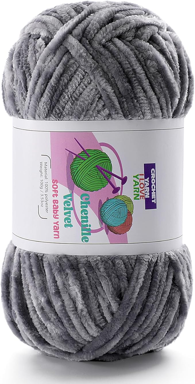 Plush Chenille Chunky Yarn, Velvet Fluffy Yarn for Hand Knitting, Baby Yarns for Crocheting Soft Making Blankets, Scarves, Dolls (3.5oz 87.5yds Each)