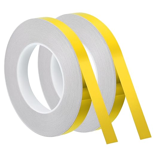 uxcell Metallic Tape, 0.59 in x 164 ft Self Adhesive Metalized Polyester Film Tape Waterproof Shiny Washi Tape for Walls Graphic Arts Gifts Wrapping Crafts Decoration, Gloss Gold, 2 Pcs