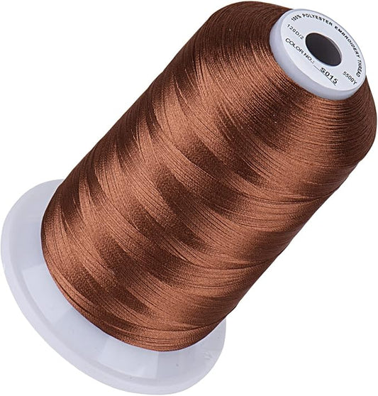 Simthread 5500Yds Embroidery Thread, 5000M High-Yardage 40WT 100% Polyester Thread – 170+ Vivid Colors, High-Speed Rated – Compatible with Brother, Singer, Janome & More - Toasted Almond S015