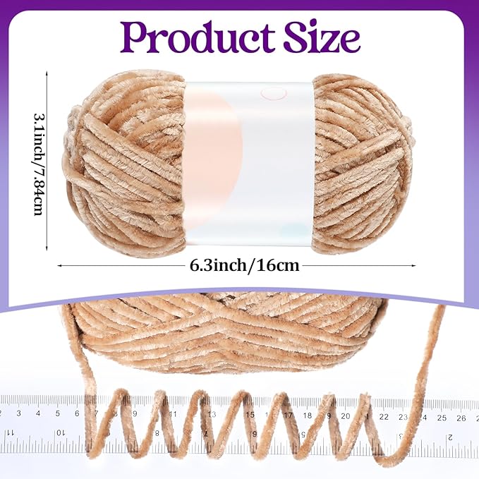 Woanger 20 Skeins Soft Chenille Yarn Velvet Blanket Yarn for Crocheting Hand Knitting Weaving DIY Craft, 10 Colors, 93 Yards Each (Vivid Color)