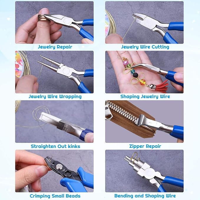 shynek jewelry making pliers tools, 8pcs micro jewelry pliers set for jewelry making supplies