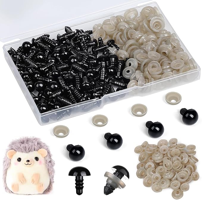 320Pcs Safety Eyes for Crocheting 8mm Amigurumi Craft Doll Eyes for Crochet Animals with Washers, Small Stuffed Animal Eyes for Plush Dolls Bear Doll Making Supplies