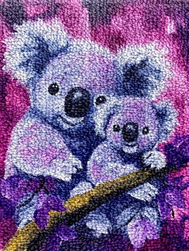 Generic Koala Bears Latch Hook Kits Rug DIY Cushion Tapestry Making Crochet Hook Mat Making Kits Color Preprinted Pattern Canvas DIY Carpet Needlework Crochet Kits 52x38cm (cll-7), HYUAN 52DT LONB07
