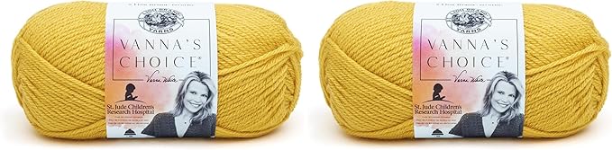 Lion Brand Yarn (1 Skein) Vanna's Choice Yarn, Mustard (Pack of 2)
