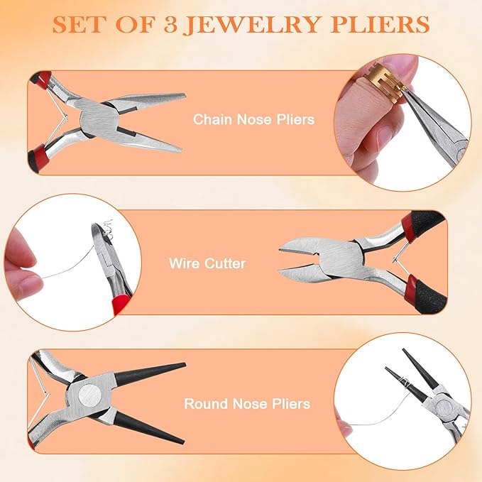 fuvooi Jewelry Repair Kit, Jewelry Making Supplies Kit Jewelry Pliers Set with Wires, Chain, Tweezers, Lobster Clasps, Jewelry Jump Rings