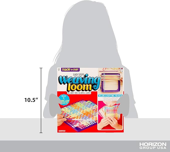 Made By Me Easy Steps Weaving Loom for Kids, Includes 165 Loom Loops & 1 Weaving Loom with Loom Hook, Makes 4 Projects, Hook & Loop Potholder Kit, DIY Weaving Kit, Potholder Loom Kit, Kids Crafts