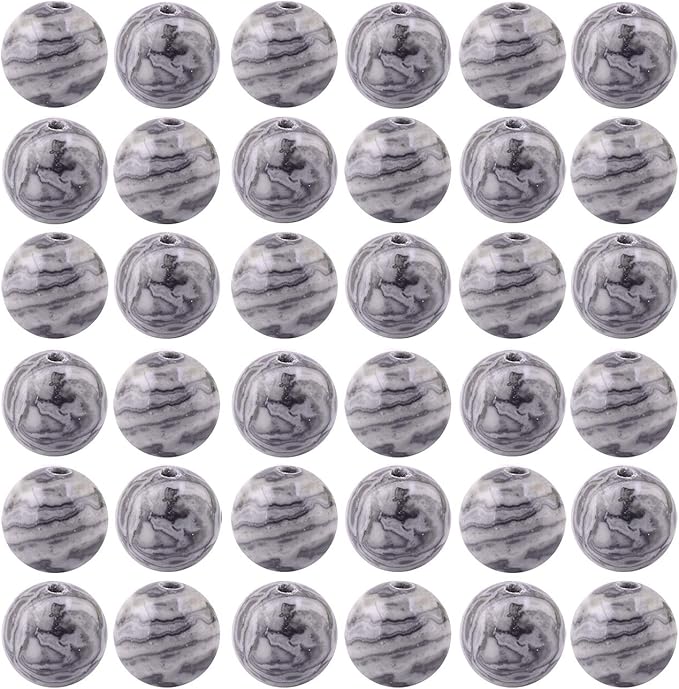 Natural Stone Beads 100pcs Round Genuine Real Stone Beading Loose Gemstones Hole Size 1mm DIY Smooth Bead for Bracelet Necklace Earrings Jewelry Making (Map Jasper, 8mm)