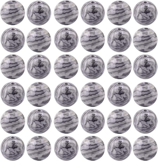 Natural Stone Beads 100pcs Round Genuine Real Stone Beading Loose Gemstones Hole Size 1mm DIY Smooth Bead for Bracelet Necklace Earrings Jewelry Making (Map Jasper, 8mm)
