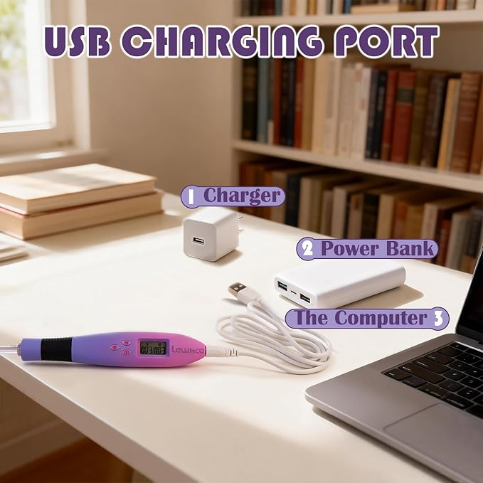 Lewhoo Lighted Crochet Hooks Set, 11 Size Light up Rechargeable Crochet Needle for Fluffy Yarn with Counter 2.5-8.0mm, Ergonomic Handle with Screw Gradiant Purple Glow in Dark
