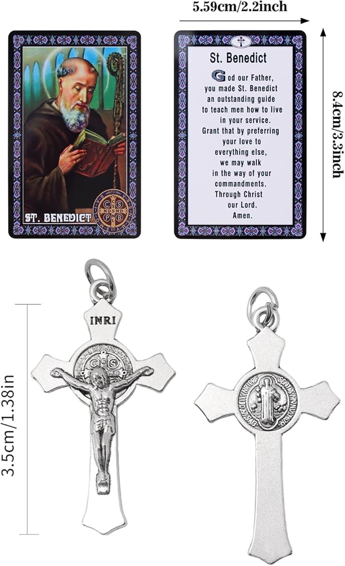 10 Pcs St Benedict Medals Cross Charms and Virgin Mary Rosary Centerpieces for Rosary Making Supplies,Medalla De La Virgen Milagrosa Catolica with Saint Benedict for Necklaces Pendant Rosary Kit