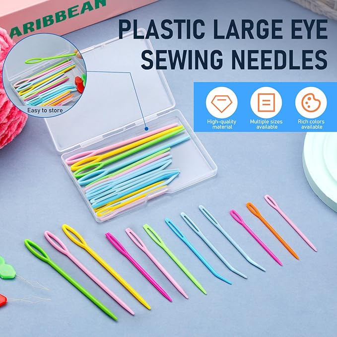 Bupete 25 Pcs Yarn Needles Set, Tapestry Needle, Crochet Needle for Yarn, Darning Needle Plastic Needles for Yarn, Weaving Needles, Large Eye Blunt Knitting Needles for Sewing, Knitting, Crochet