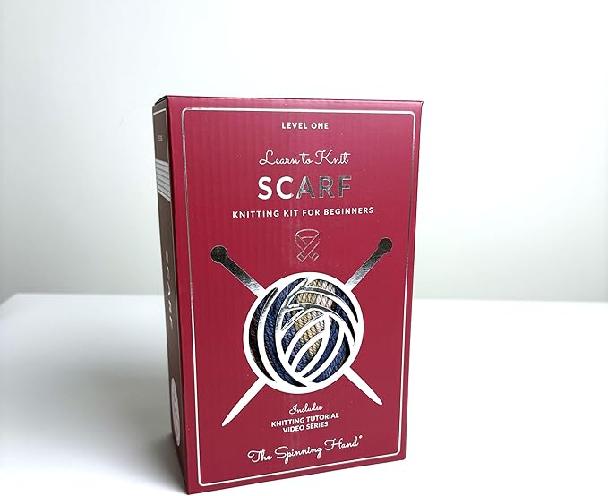 The Spinning Hand Knitting Kit for Beginners Adults – Learn to Knit Scarf Kit with Yarn, Needles & Step-by-Step Video Tutorials – Complete Starter Set (Timber)
