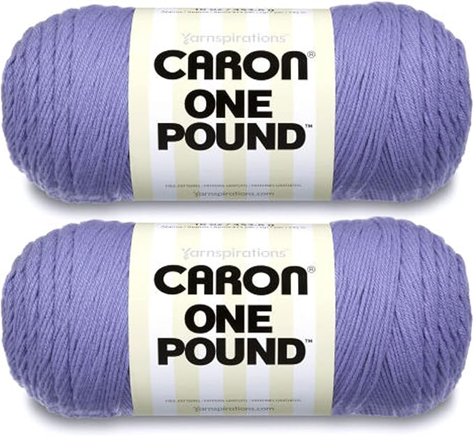 Caron One Pound Lavender Blue Yarn - 2 Pack of 454g/16oz - Acrylic - 4 Medium (Worsted) - 812 Yards - Knitting/Crochet