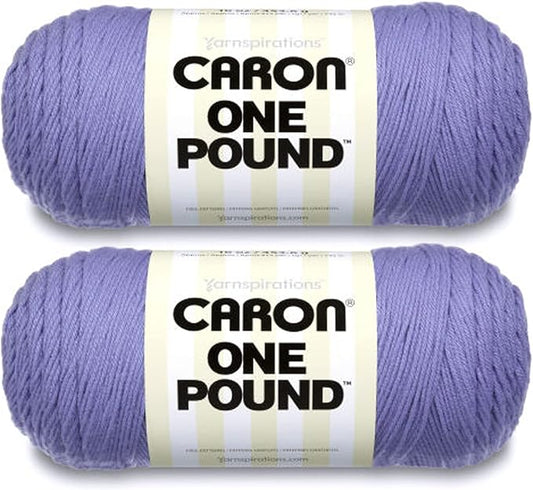 Caron One Pound Lavender Blue Yarn - 2 Pack of 454g/16oz - Acrylic - 4 Medium (Worsted) - 812 Yards - Knitting/Crochet
