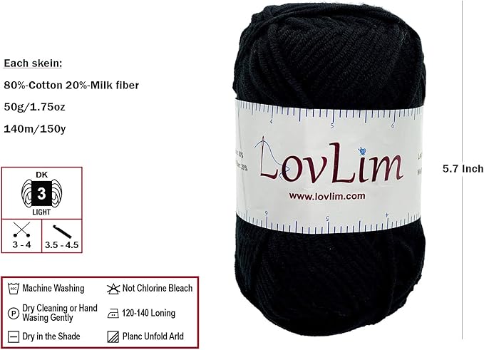 Crochet Yarn, 10x50g Soft Cotton Yarn Skeins, 1200+ Yards, for Crochet and Knitting, Free Crochet/Amigurumi Patterns, Craft DK Yarn Perfect Starter Kit (Rainbow)