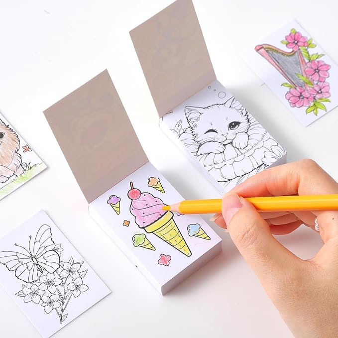 Women's Mini Coloring Book, 6 Pack Small Coloring Books for Adults, 2.36" x 1.57" Pocket Size, Cute Coloring Stickers Books for Adult Kids to Relief Stress Pass The Time