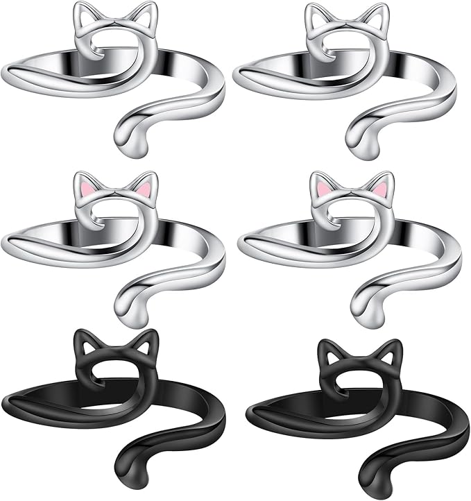 DTOFOOT 6pcs Knitting Crochet Loop Ring for Fingers Metal Open Yarn Guide Crochet Rings Adjustable Braided Faster Knitting Thimbles Holders Accessories for Crochet Mother Grandma Gifts with Box