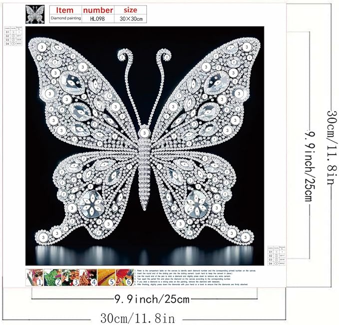 GEMFAMILY Butterfly Diamond Art Painting Kits for Adults, Special Shaped 5D Diamond Painting Kits for Adults Beginner,DIY Diamond Dots Gem Art Craft for Home Decor 11.8 x 11.8 inch