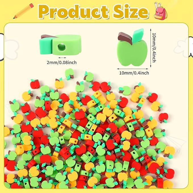 Augshy 300Pcs Apples Polymer Clay Beads Red Green Yellow for Bracelet Necklace Making Earrings Craft