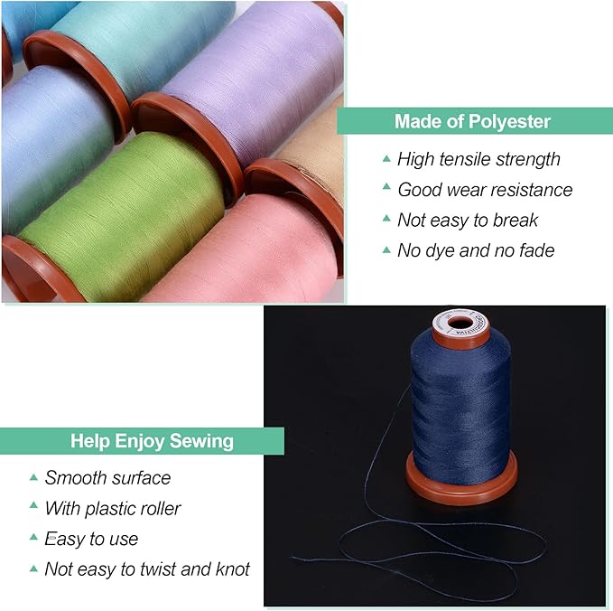 uxcell 40D/2 Sewing Thread 1100 Yards Polyester Household Sewing String Hand Stitching Polyester Cord for Clothing Stitching Shoe Bag Repairing DIY Craft Midnight Blue