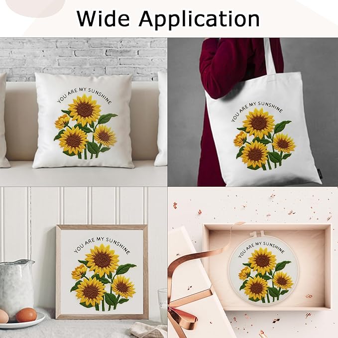 Nuberlic Sunflower Embroidery Kit for Beginners -Adults Starter Cross Stitch Kit DIY Needlepoint with Hoop, Pre-Printed Fabric, Threads & Step-by-Step Guide