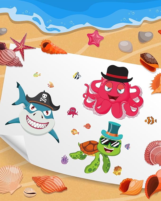 smilinfit 36 sheets stickers for kids toddlers party favors, mixed animals make a face stickers goody bag stuffers, crafts for kids activities classroom supplies school teacher must haves